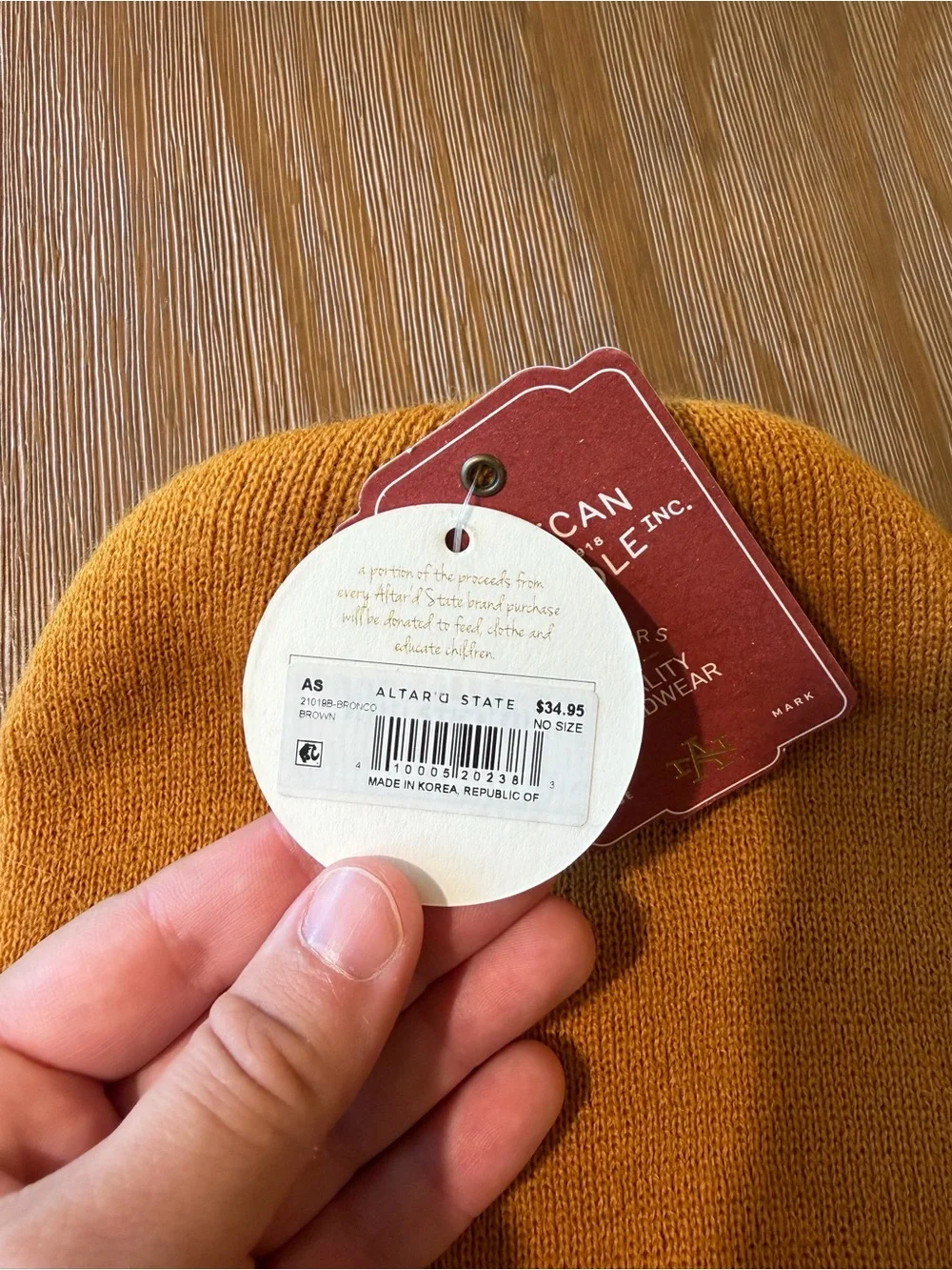 Altar'd State Mustard Bronco Kids Beanie